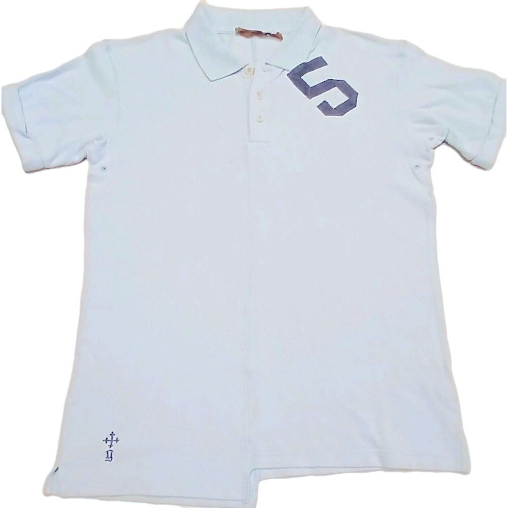 Vintage Fake London Genius Deconstructed  Lt Blue Polo Shirt Men M Unique Rare